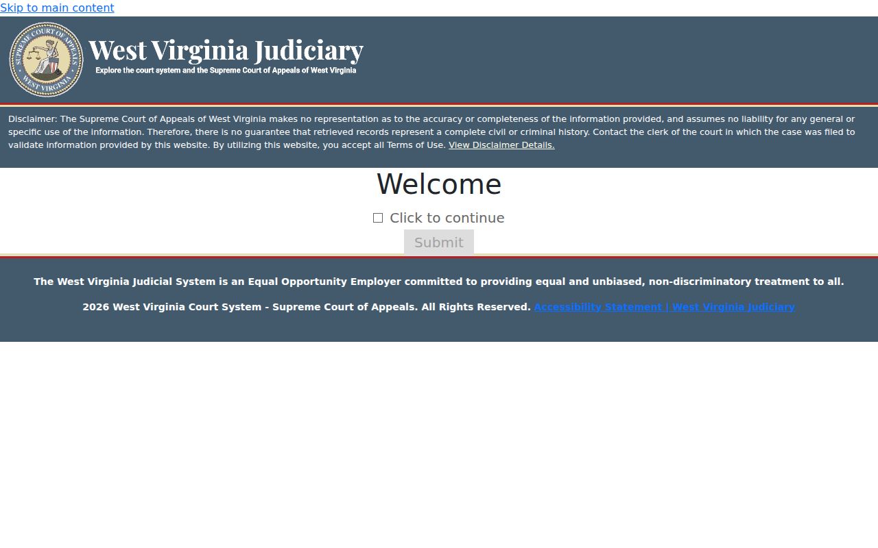 West Virginia Magistrate Case Record Search entry screen used for Kanawha County names